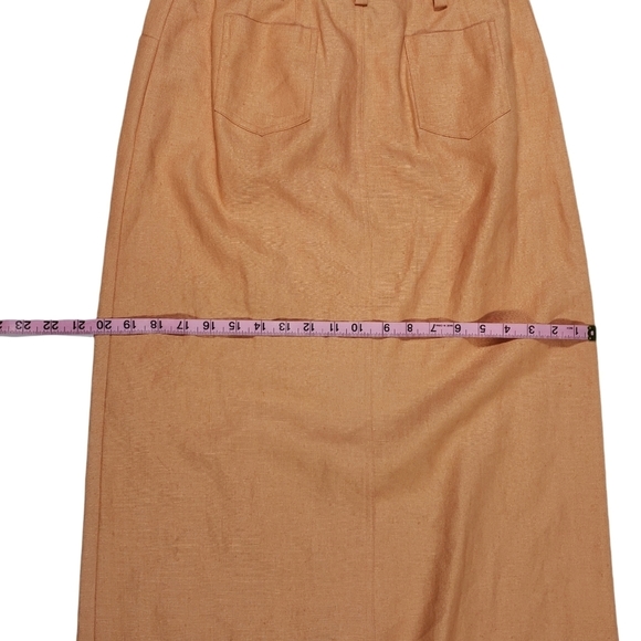 Ellen Tracy Peach 100% Linen Maxi Skirt Sz 10P Workwear Breathable Langenlook - Picture 11 of 11